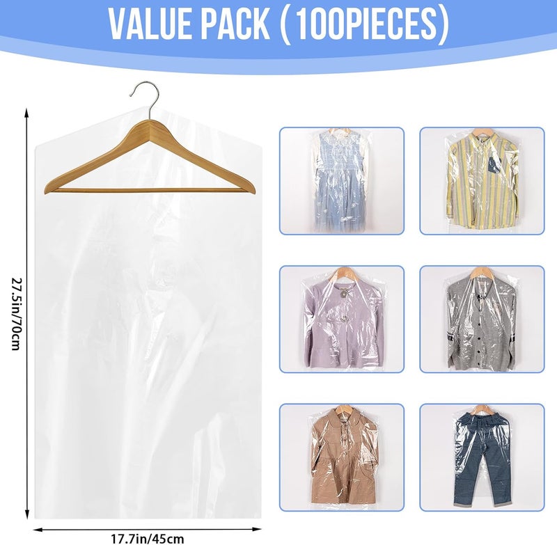 AYZTKUX 97 Pack Dry Cleaner Bags, (45x70cm) Clear Dry Cleaning Bags for Hanging Clothes, Garment Bags for Short or Children's Clothes - Image 2